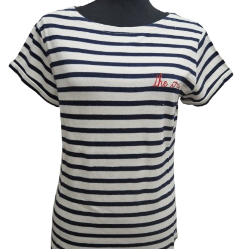 Maison Labiche Paris THE CRU Striped Ivory Navy Size M - 100%Cotton Tshirt - New